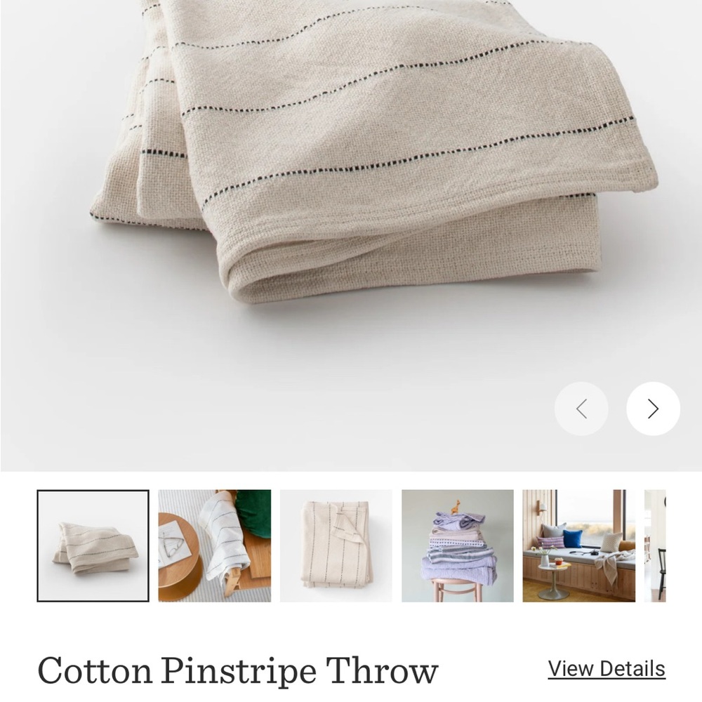 Schoolhouse Cream Throw Blanket with Red Pinstripes